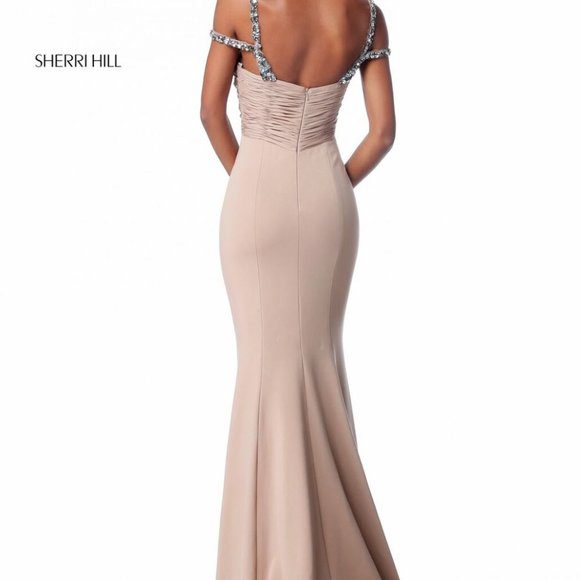 Sherri Hill black gown with a Grecian neckline - Picture 4 of 7